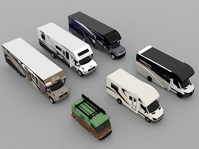 Various Recreational Vehicle Models With Different Colors And Unique Designs 3d model