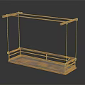 Hanging Furniture with Golden Metal Frame and Rectangular Platform Railings Modern Design