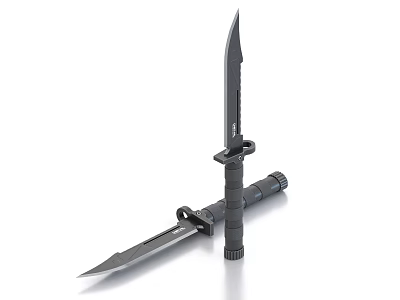 Black Tactical Knives Display With Fixed Blade And Ergonomic Handle Design 3d model