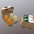 Chicken Eggs in Paper Cartons with Green Label Open Box Showing Orange Light Green Shells