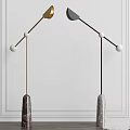 Modern Dual Floor Lamps With Adjustable Arms Spherical Nodes And Textured Bases