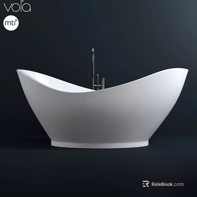 Elegant White Freestanding Bathtub With Modern Design And Sleek Silver Faucet 3d model 