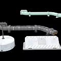 Industrial Equipment Including Light Green Pipe Gray Curved Pipeline White Base And Reflective Strip Device