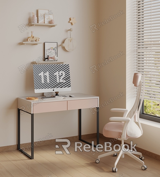 08 Children's Table and Chair Modern Children's Table and Chair Storage Rack model