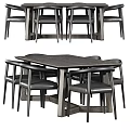 Modern Wooden Dining Table with Leather Chairs Set for Home Interior Design