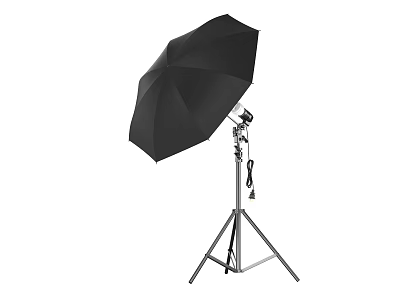Commercial Photography Equipment With Black Umbrella Reflector And Tripod Stand 3d model