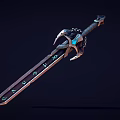 Detailed Fantasy Sword with Glowing Runes Intricate Hilt and Metallic Texture Design