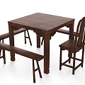 Traditional Solid Wood Square Dining Table With Matching Chairs And Bench