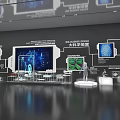 Modern University Laboratory Featuring Data Visualization Screens Experimental Equipment And Display Areas 3d model