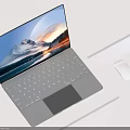 Modern Slim Laptop With Scenic Screen Display And White Mouse On Desk