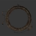 Vintage Industrial Dark Metal Household Stand with Circular Base and Ring Design