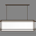 Modern Rectangular Chandelier With Metal Frame And White Stripe Shade 3d model