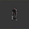 Sleek White Sport Motorcycle With Red Accents On Stand And Reflective Floor