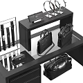 Elegant Men's Leather Bags Display With Showcase Counter And Accessories