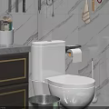 Elegant Bathroom Toilet With Marble Wall Toilet Paper Holder And Dark Wood Vanity Cabinet