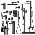 Various Modern Black Bathroom And Kitchen Faucet Fixtures With Shower Components