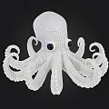 White Octopus Sculpture With Curled Tentacles And Black Eyes Decorative Figurine