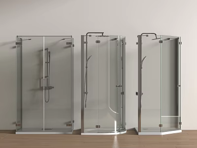 Three Transparent Glass Shower Enclosures Design For Modern Bathroom Spaces 3d model