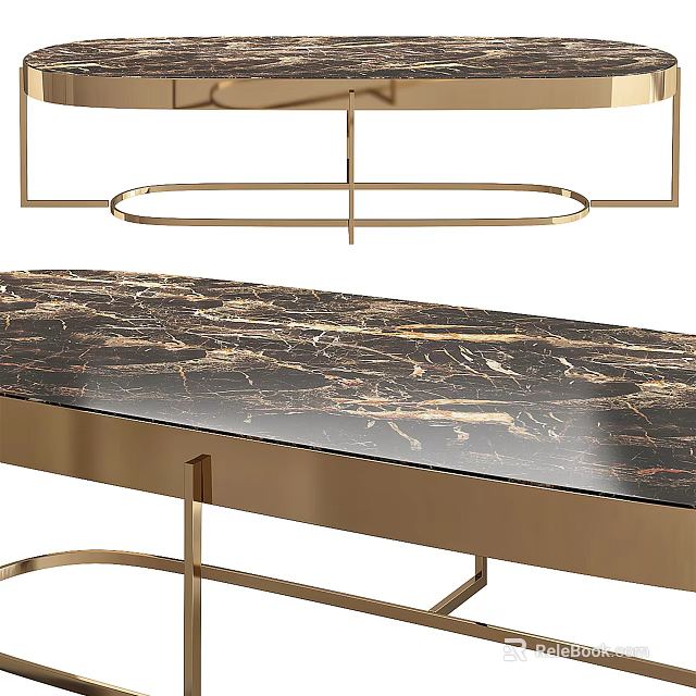 Modern Black Gold Marble Coffee Table With Sleek Metal Frame And Elegant Surface Design 3d model 