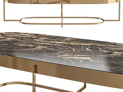 Modern Black Gold Marble Coffee Table With Sleek Metal Frame And Elegant Surface Design 3d model