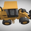 Yellow Heavy Duty Loader With Large Front Bucket And Black Tires Cab
