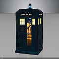 Blue Decorative Police Box Model With Open Door And Interior Lighting
