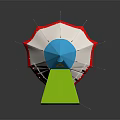 Colorful Teepee Tent With Blue Top Yellow Triangle Symbol White Red Base And Green Awning