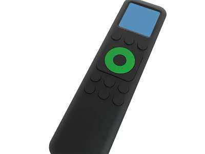 Black Remote Control With Blue Screen Green Circular Button And Black Buttons 3d model