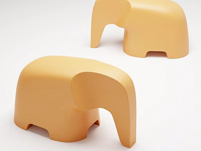 Cute Yellow Elephant Shaped Stools For Kids Room Decor And Seating 3d model