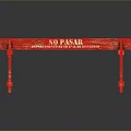 Red NO PASAR Prohibition Sign With Metal Stand And Bold Lettering