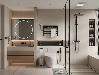 Toilet Toilet Washbasin Shower Tilt Rack Mirror Bathroom Decoration Table Basin 3d model
