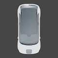 White Compact Modern Car With Circular Headlights Black Roof And Sleek Design