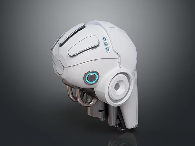 Futuristic White Fighter Jet Pilot Helmet With High Tech Details 3d model
