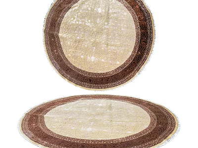 Round Rugs With Beige Center And Brown Border For Home Decorative Use 3d model