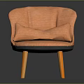 Orange Leisure Chair With Curved Backrest Comfortable Cushion And Light Wooden Legs