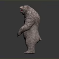Fierce Standing Bear 3D Render With Open Mouth And Red Body Markings