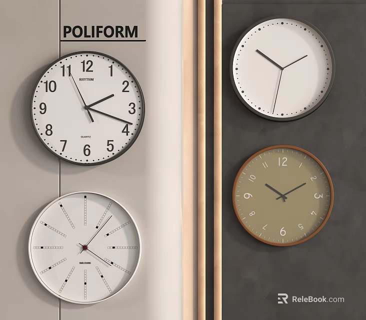 Stylish Wall Clocks With Different Designs And Color Options For Home Decor 3d model 
