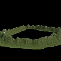 Stunning Natural Circular Mountain Crater Scenery With Rolling Rocky Peaks And Lush Surrounding Green Vegetation