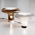 Modern Mushroom Shaped Brown And White Table Lamps With Illuminated Design