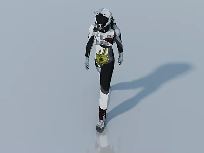 Game and Movie Character in White and Black Spacesuit With Helmet and Yellow Gear 3d model