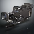 Professional Black Video Camera With Large Lens Control Panel And Handle