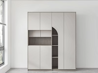 Modern Minimalist Bookcase Design With Open Shelves And Closed Storage Cabinets 3d model