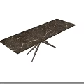 Elegant Modern Dining Table Design With Dark Marble Top And Cross Metal Legs