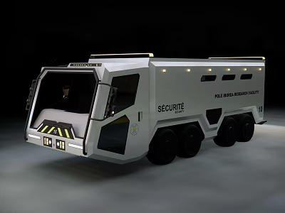 White Securgate Full Armor Security Transport Vehicle With Multiple Wheels 3d model