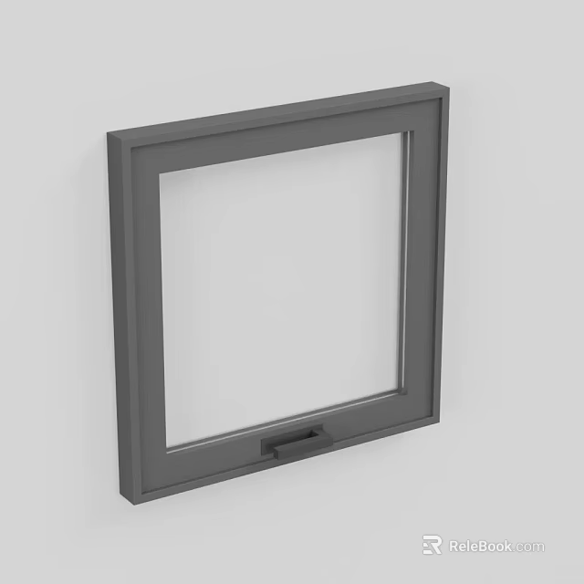 Simple Gray Window Frame With Minimalist Design And Small Handle For Interior 3d model