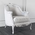 Antique Ornate Armchair With Floral Pattern Gray Fabric And Dark Wooden Frame