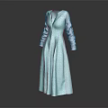 Turquoise Elegant Long Sleeve Dress With Lapel Collar And Cuffed Sleeves