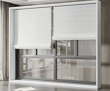 Modern Curtain Window Fabric Pleated Curtain 3d model
