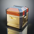 Vintage Style Cube Storage Box With Gold Red Black Leather And Metal Rivets