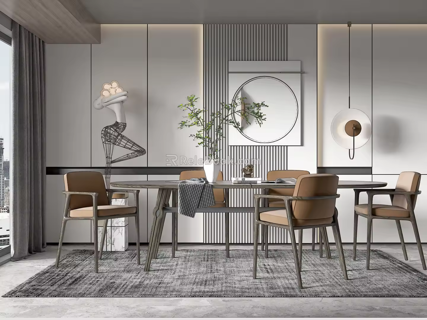 Modern Dining Table and Chair Combination 3d model